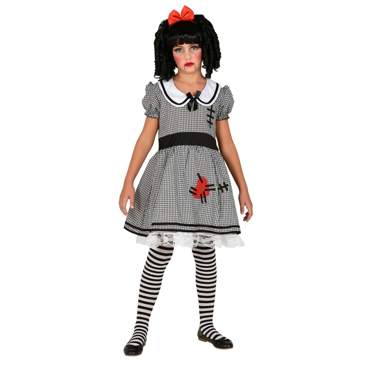 Halloween Kostuum Wit Zwart Meisje Pop