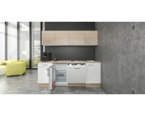 Flex Well keukenblok met apparatuur Samoa 210 cm wit sonoma eiken mat gedemonteerde variant omkeerbaar 00011944