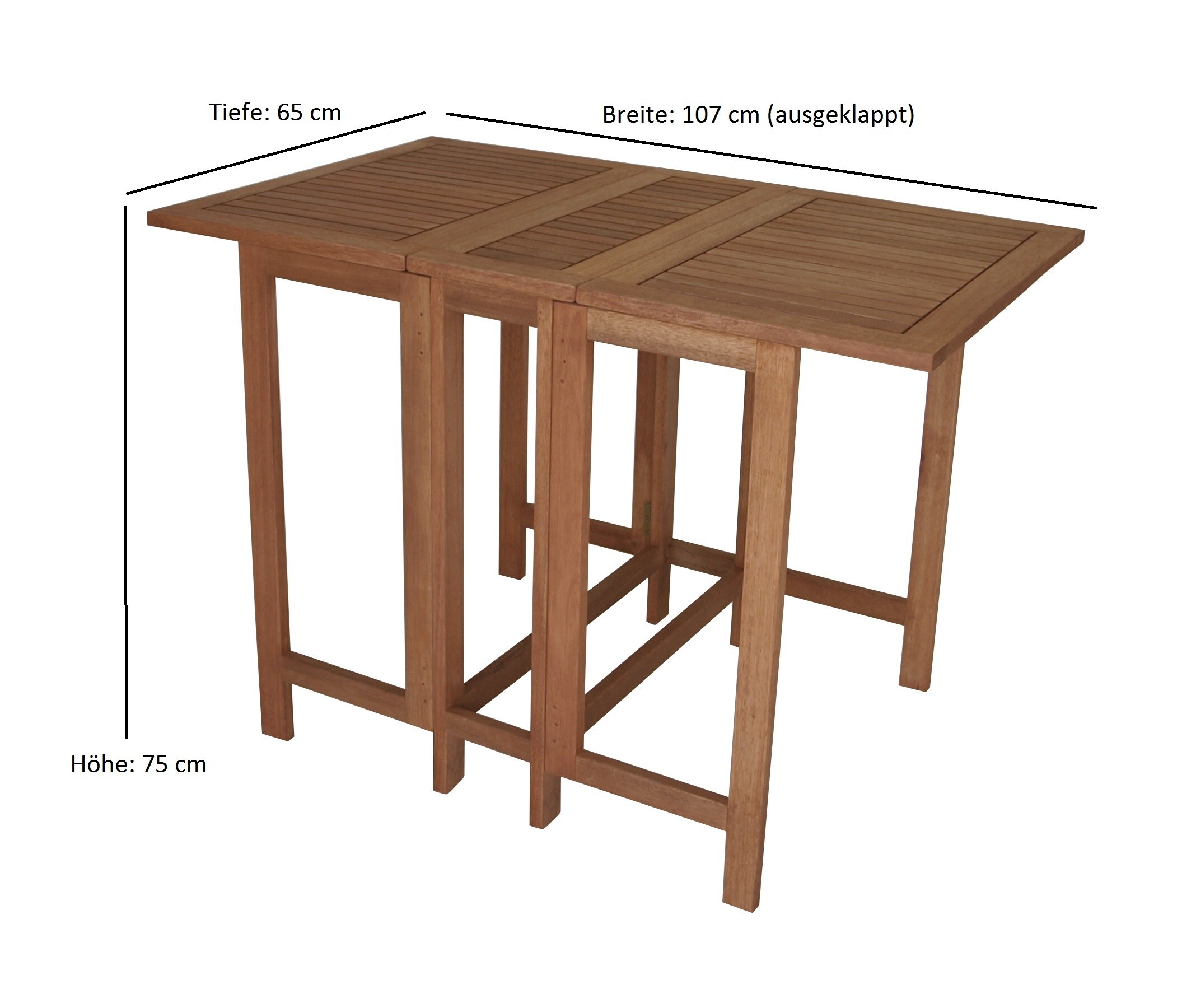 DEGAMO Doppel Klappentisch 107x65x74cm rechteckig, Eukalyptus geölt