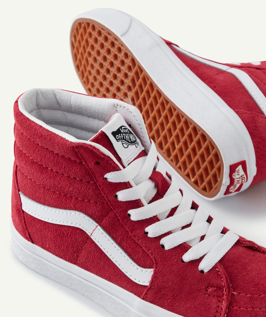 VANSBASKETS MONTANTES SUÈDE ROSE ET BLANCHE SK8-HI