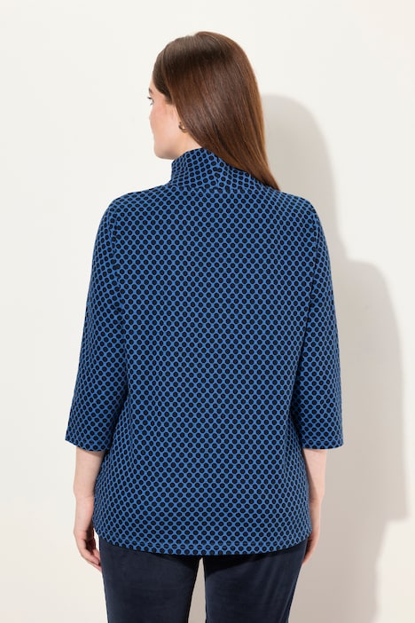 Sweatshirt, Jacquard, Stehkragen, 3/4-Arm, Biobaumwolle