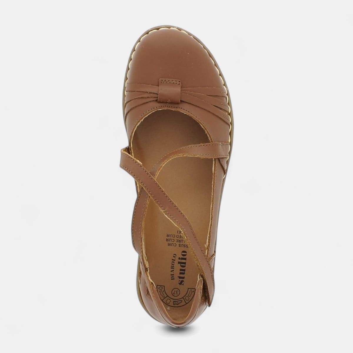 Ballerines Femme en cuir cognac