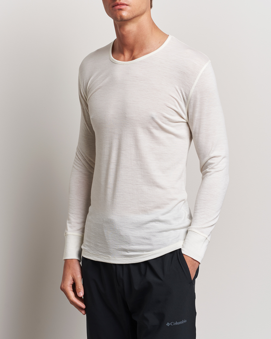 Zimmerli of Switzerland Wool/Silk Long Sleeve T-Shirt Ecru