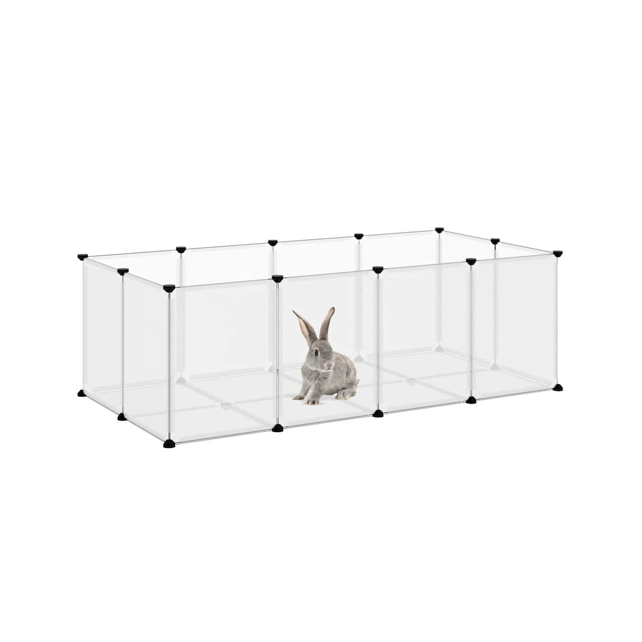 VidaXL Kleintierkäfig PP Stahl Freigehege Transparent/Schwarz