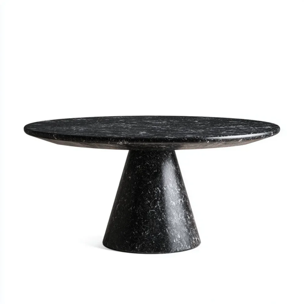 Runder Esstisch aus Schwarzem Marmor