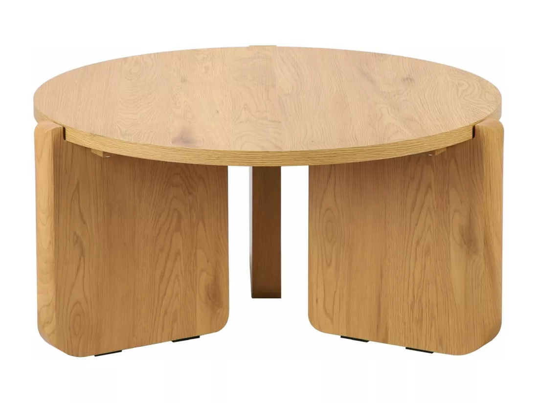 Table basse ronde - 80 cm - couleur chêne naturel - PREFFINES