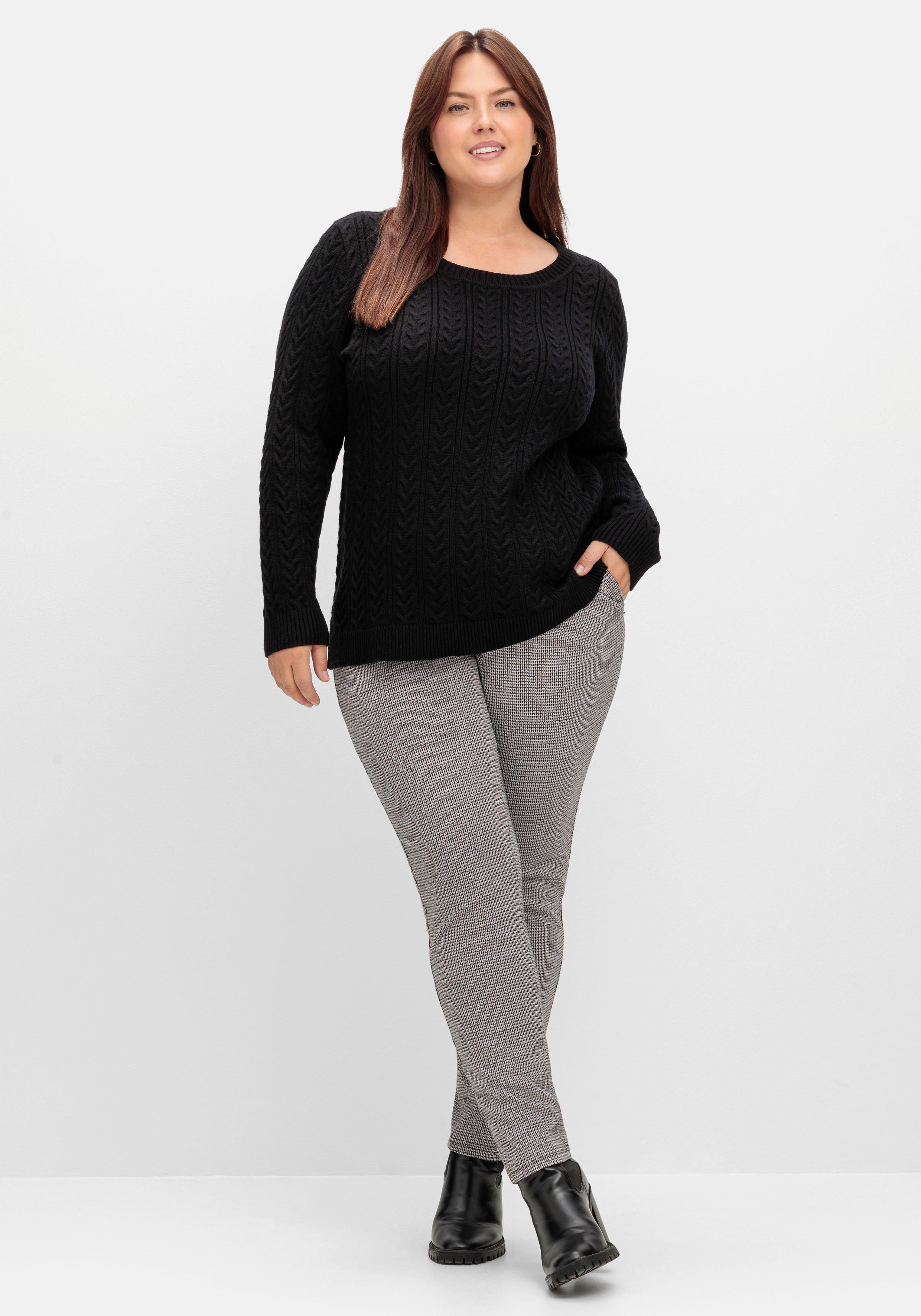 Schmale Hose mit Karomuster und Stretchbund
