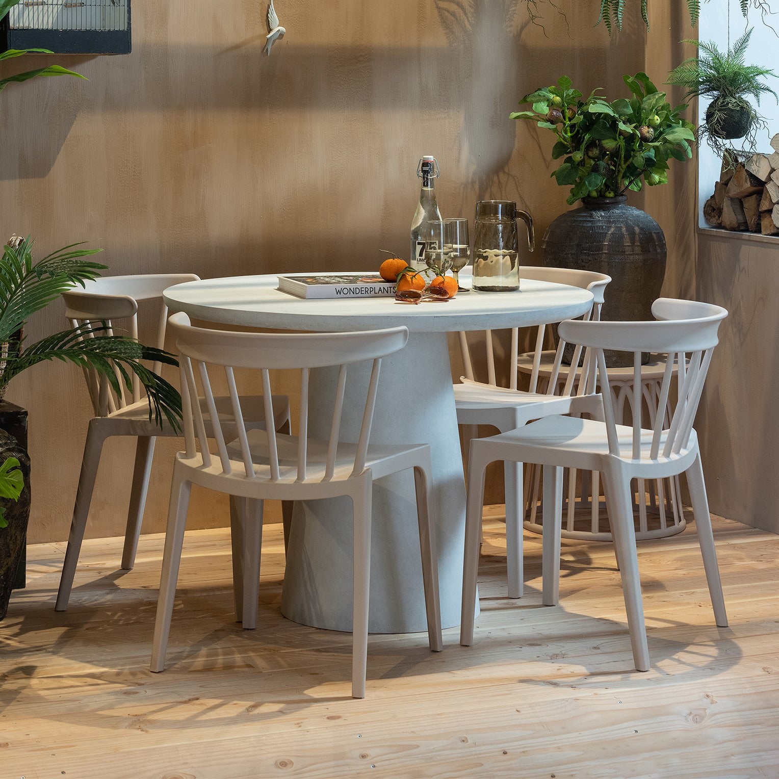WOOOD Eettafel Damon Ã 100 cm - Betonlook Wit
