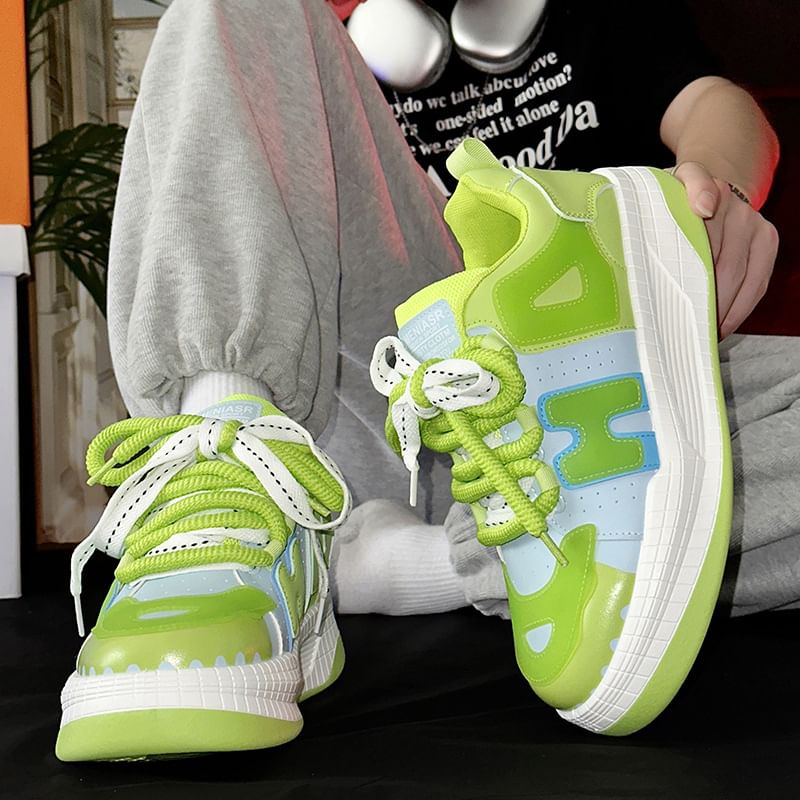 Tanzanite - Color Block veter-platform sneakers