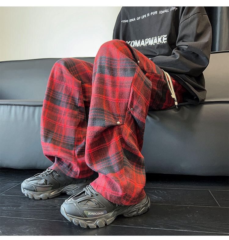 Bay Go Mall - Geruite broek met trekkoord en rechte pijpen