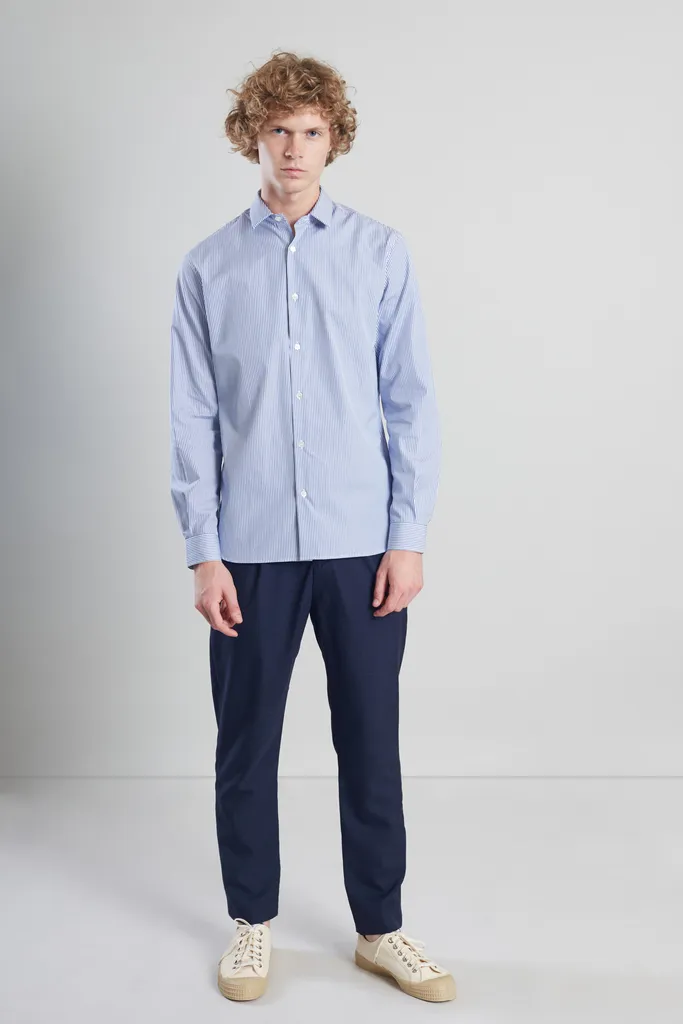 Chemise popeline à rayures bleu pétrole L'Exception Paris