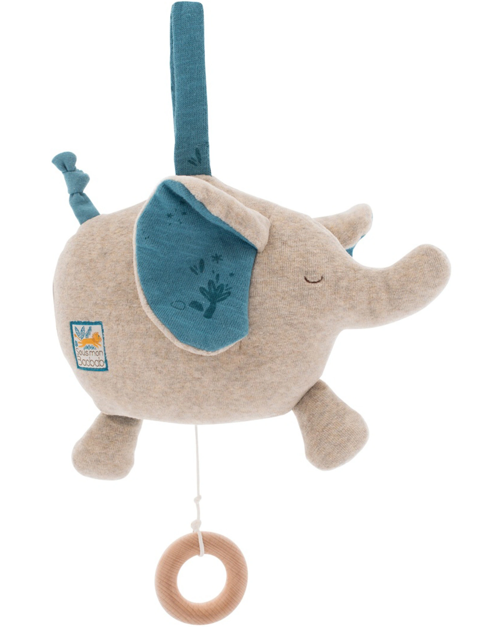 Spieluhr ELEFANT (23cm) in beige/blau