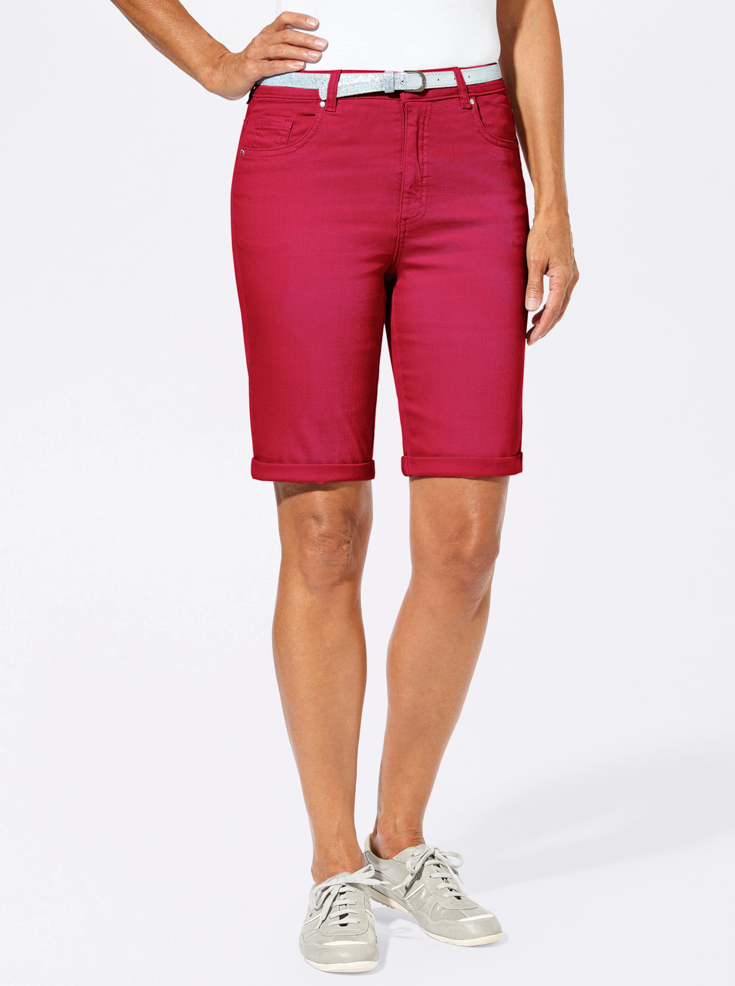 Jeansbermudas in rot