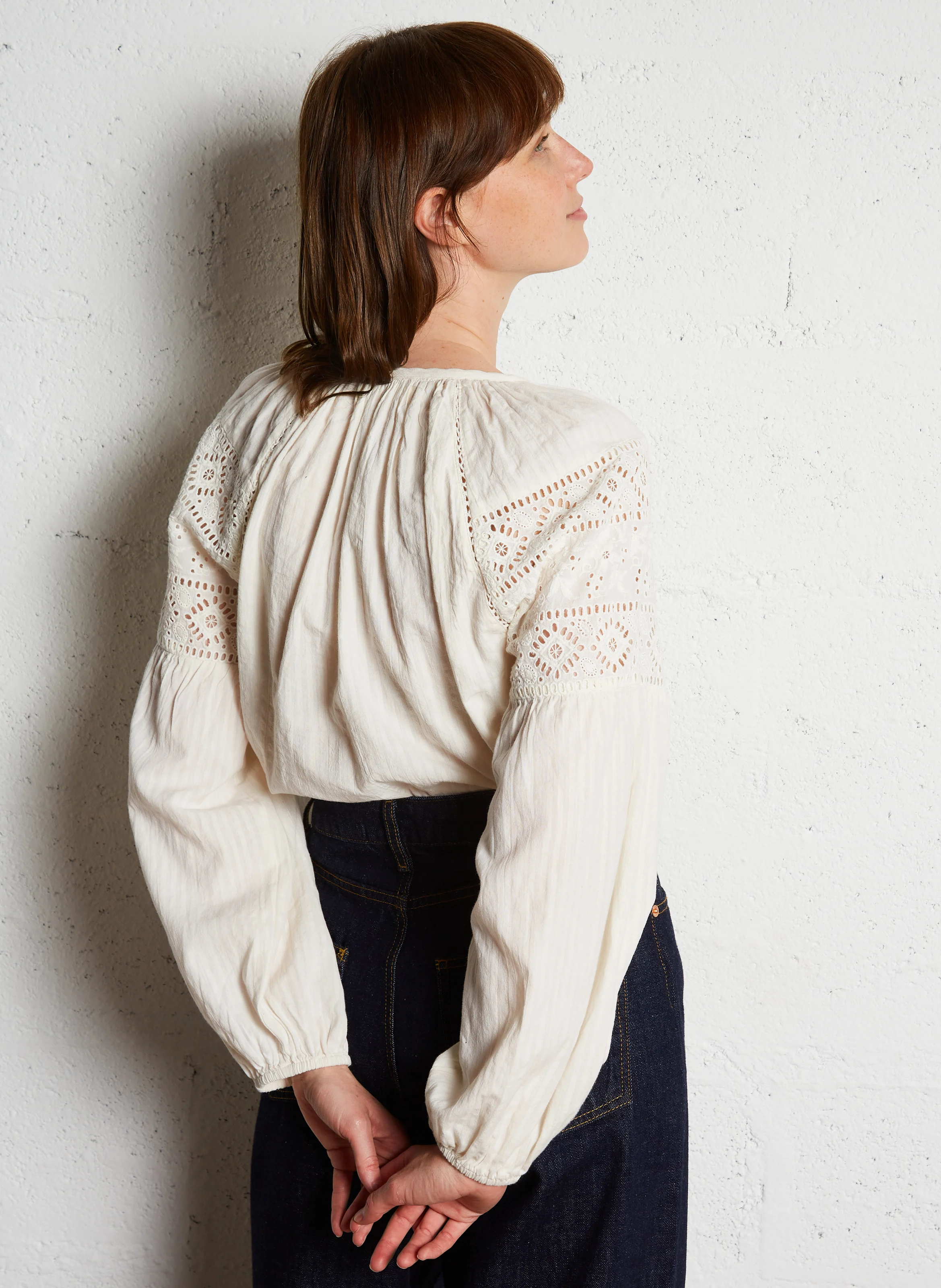 LA BRODERIE JOSEPHINE - Blouse col rond en coton | Blanc