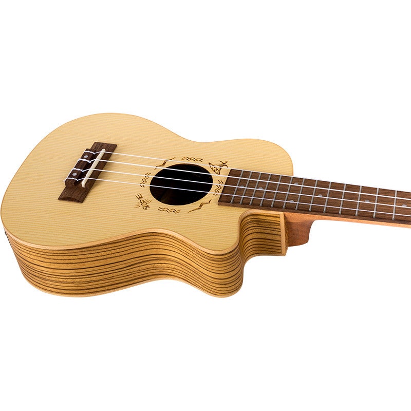 Flight Designer Series DUC328E SP/ZEB elektrisch-akoestische concert ukelele met gigbag