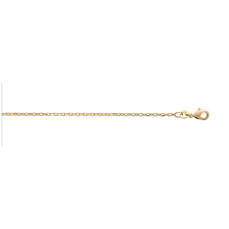Chaine Mixte - Plaqué Or - Chaîne forçat diamantée - Largeur : 1,6 mm - Longueur : 60 cm
