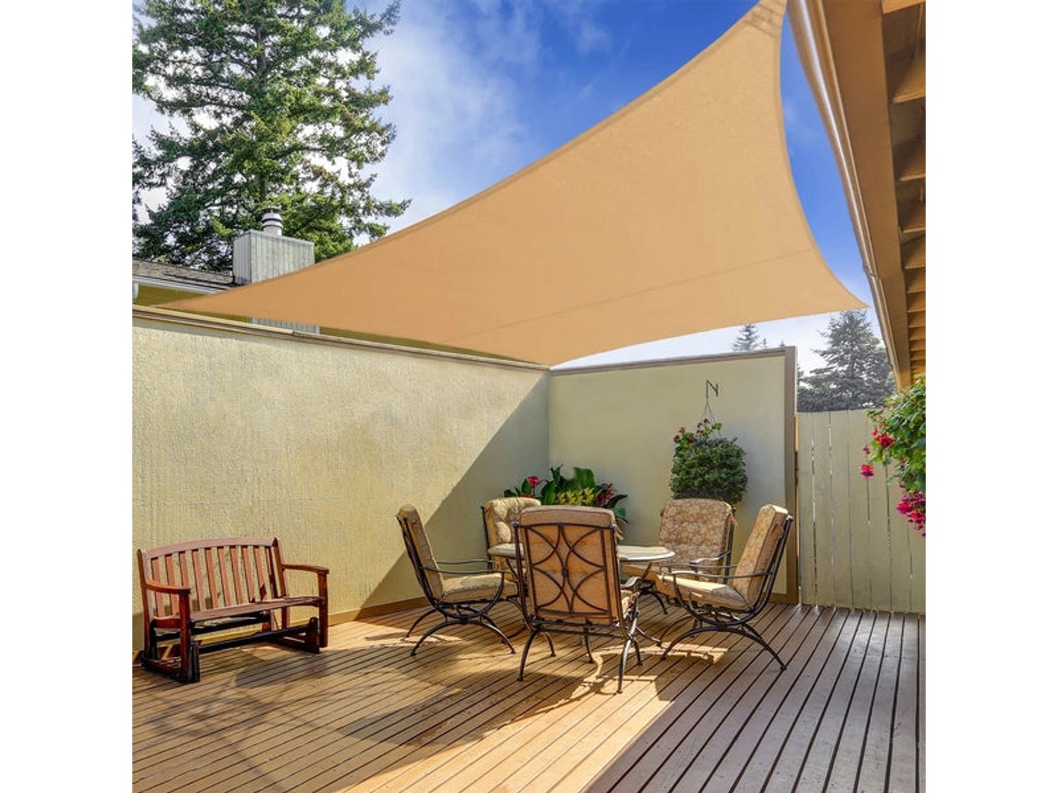 Waterafstotend rechthoekig parasoldoek - voor tuin, terras en balkon - Zand 5 x 7 m