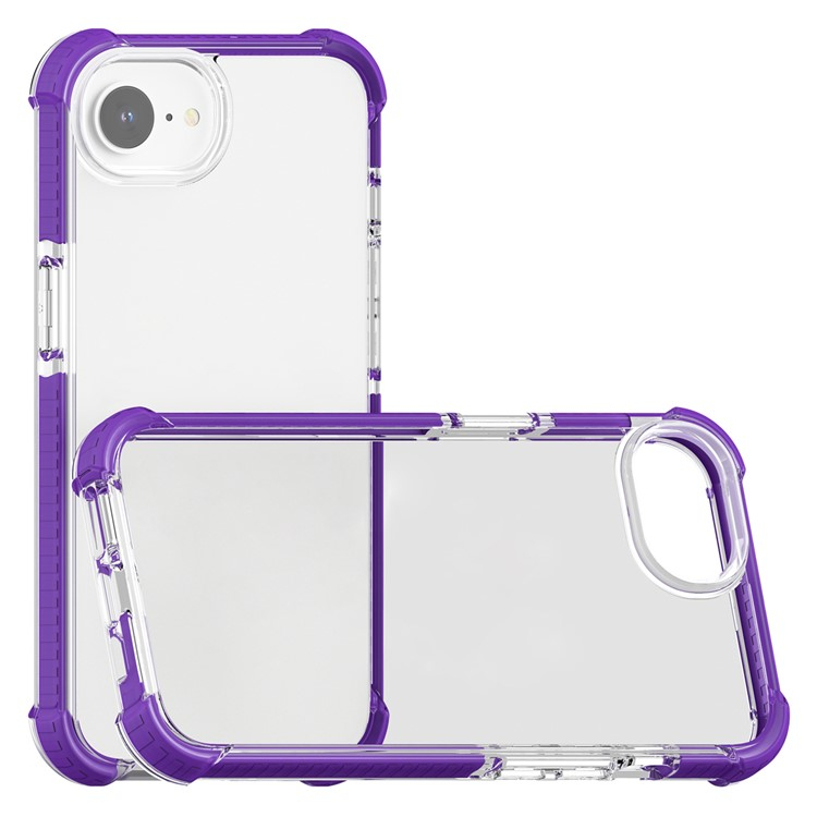 iPhone 16e Hybrid Bumper Hülle mit Air Cushion Fallschutz - Lila / Transparent