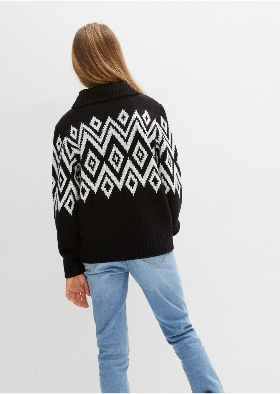 Pull en maille fille à motif norvégien