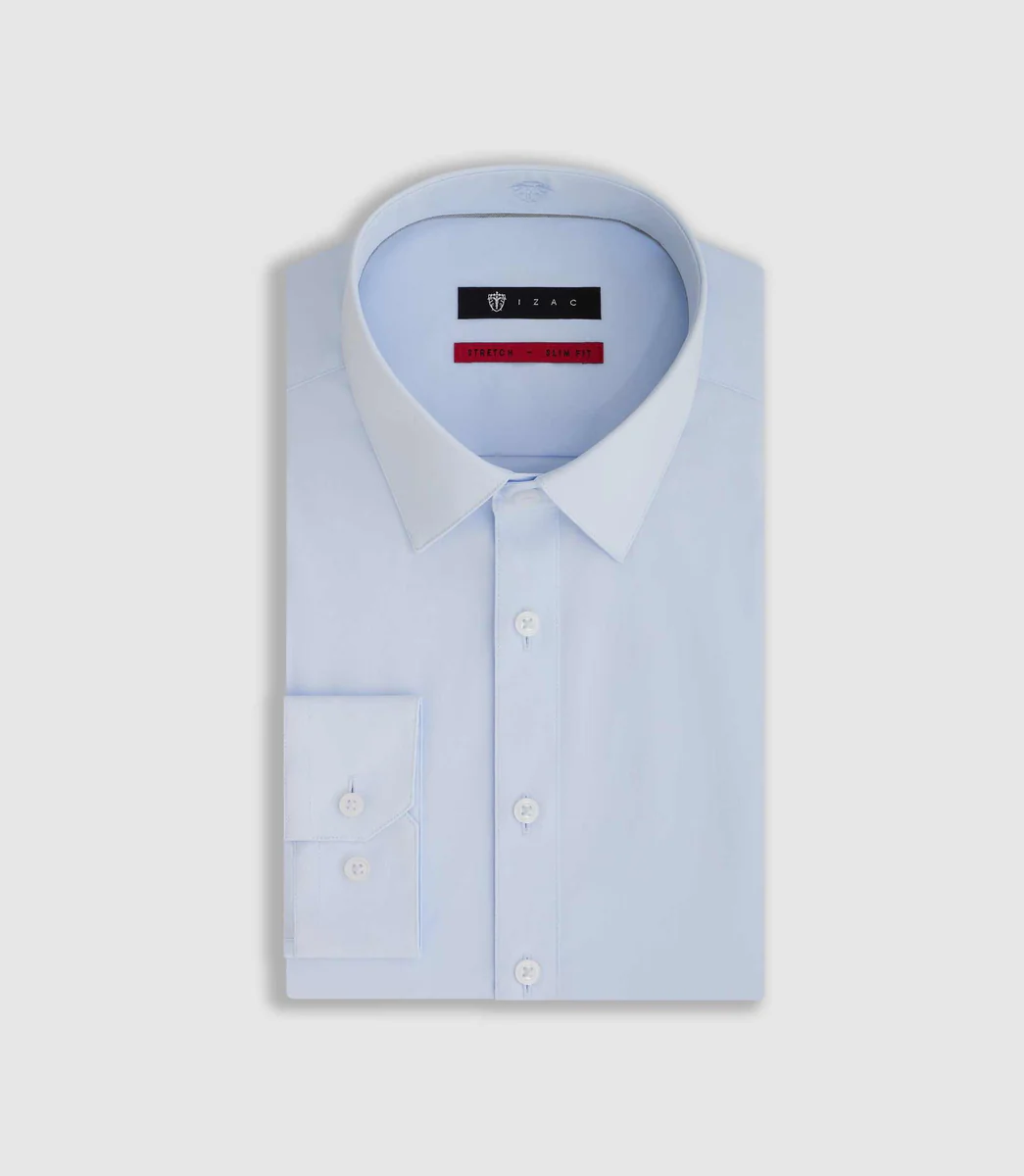 Chemise coton stretch ciel 