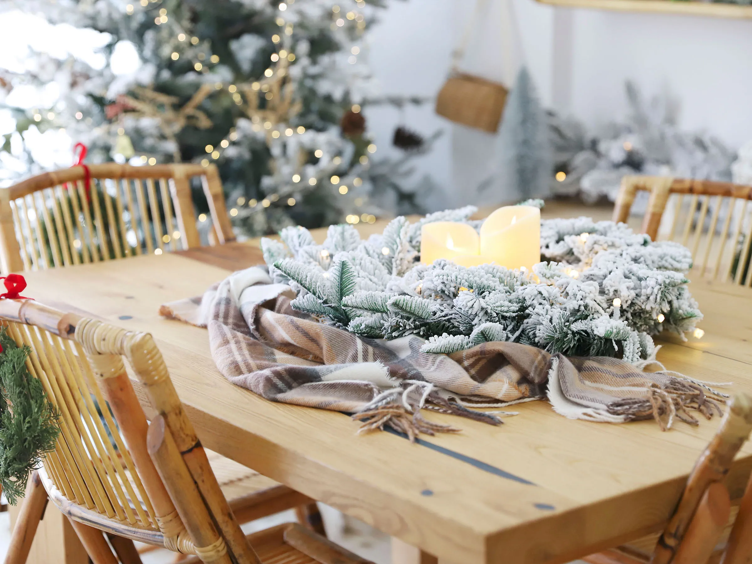 Besneeuwde kerstkrans LED SUNDO Wit 70 cm