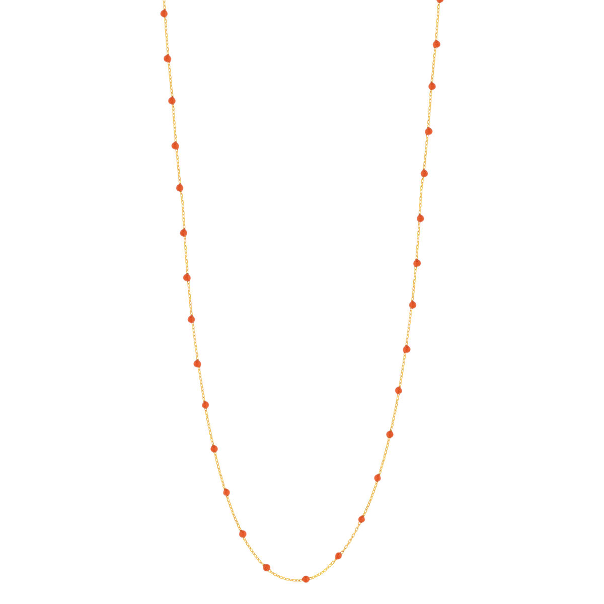 Sautoir plaqué or jaune résine orange 60 cm