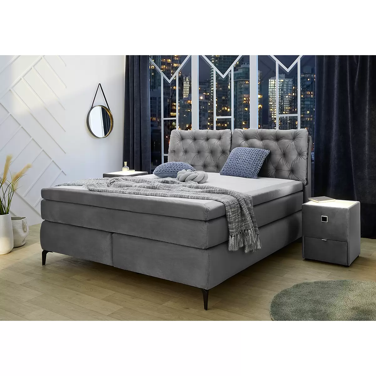 Boxspringbett Charlie Max 180x200 Grau