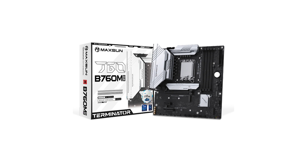 MAXSUNMS-Terminator B760M D5 WIFI 6E socket 1700 moederbord  (Zwart, RAID, 2.5 Gb-LAN, WLAN, BT, Sound, µATX)