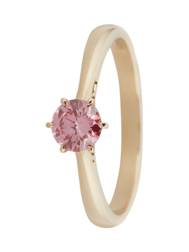 Solitär-Ring, LG-Brillant Pink, Gelbgold 585