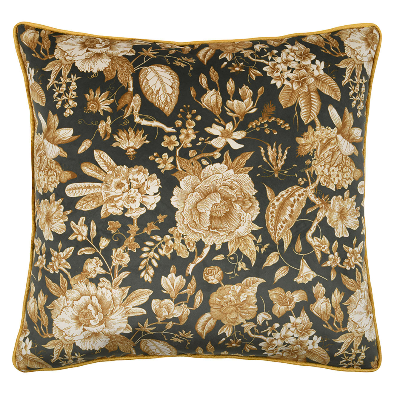 Stof Coussin Pivoine Solveig kaki - 45x45 cm