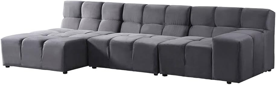 Home Deluxe Modulares Sofa Orlena - M Anthrazit |Ecksofa, Samtstoff, Samtsofa, Modulsofa