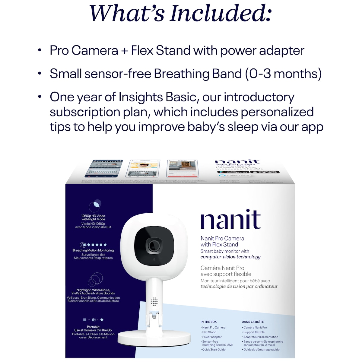 Nanit Pro Camera babymonitor N322SW (med Flex-stativ)