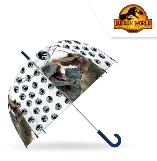 Jurassic World Dominion barnparaply, transparent och halvautomatisk, Ø70 cm