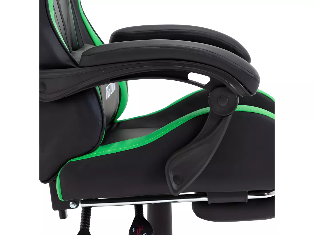 Fauteuil de jeux vidéo avec repose-pied Vert et noir Similicuir