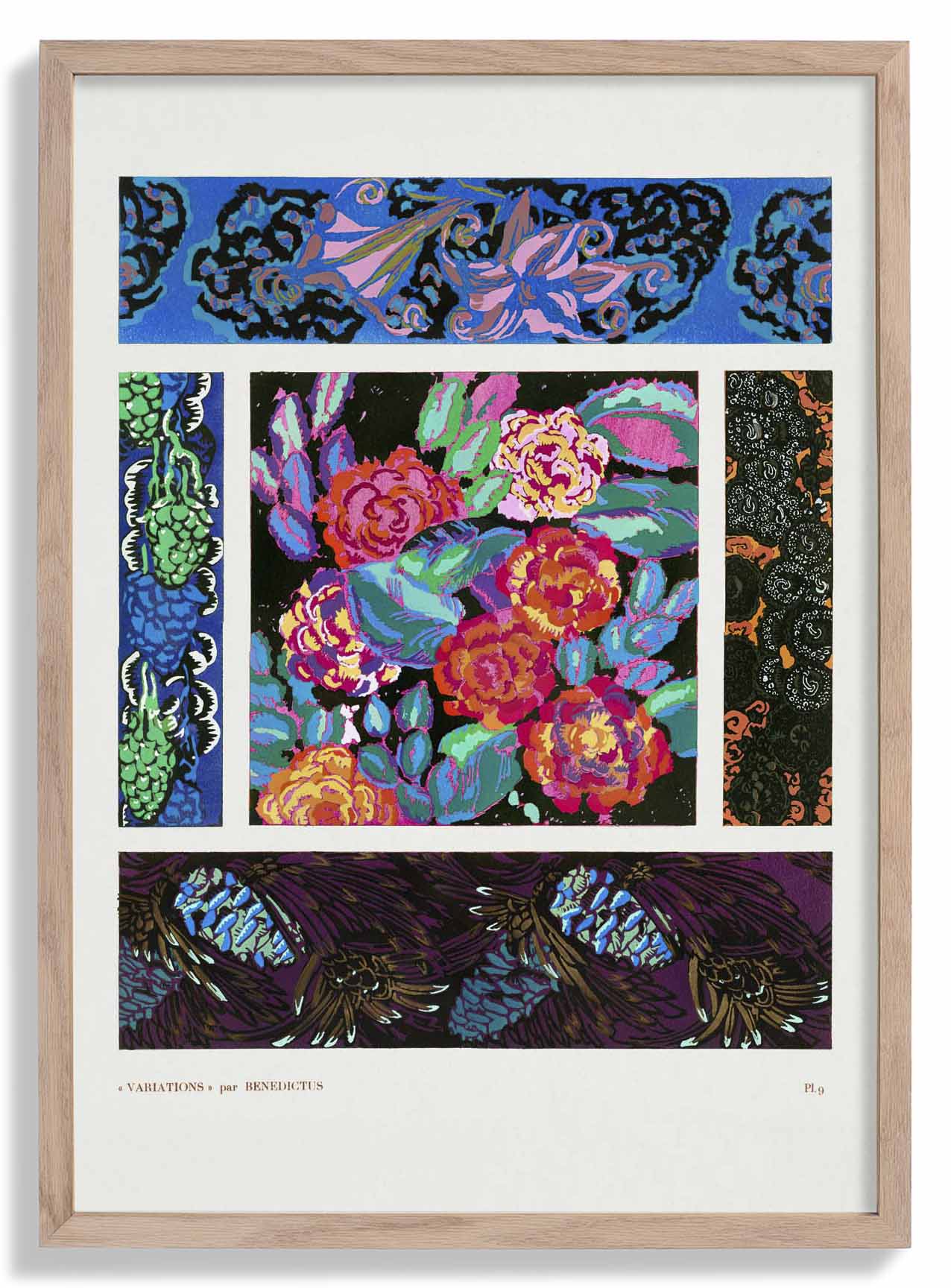 Blumen Art Deco Muster, Variation 9 von Édouard Bénédictus