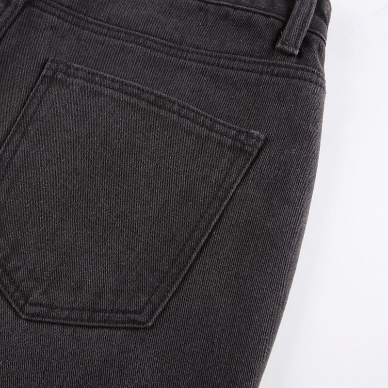 Genrovia - Hoge taille jeans met rechte pijpen en distressed look