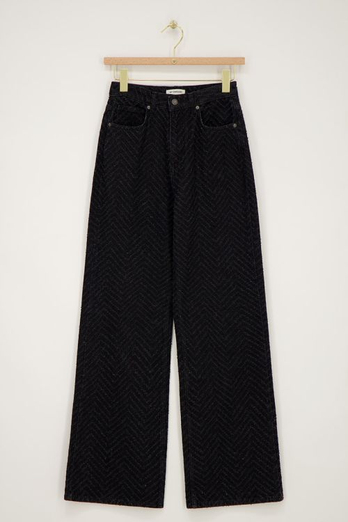 Zwarte jacquard wide leg jeans