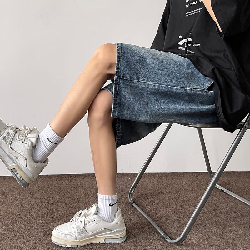 Lorencho - Mid Rise Washed Denim Shorts