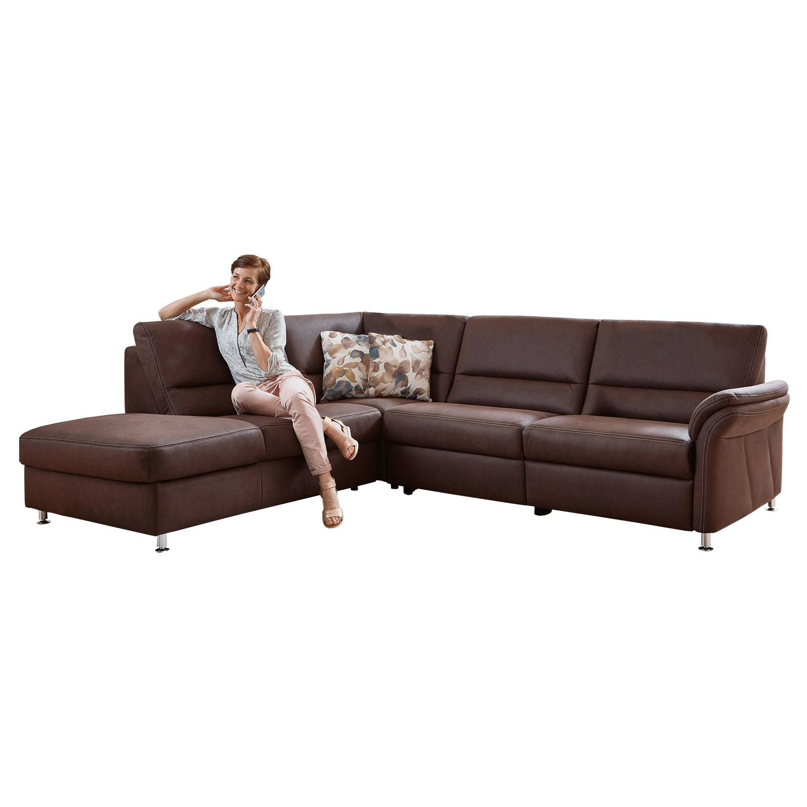 polsterpower Ecksofa - espresso - Basismodell - Anstellhocker links