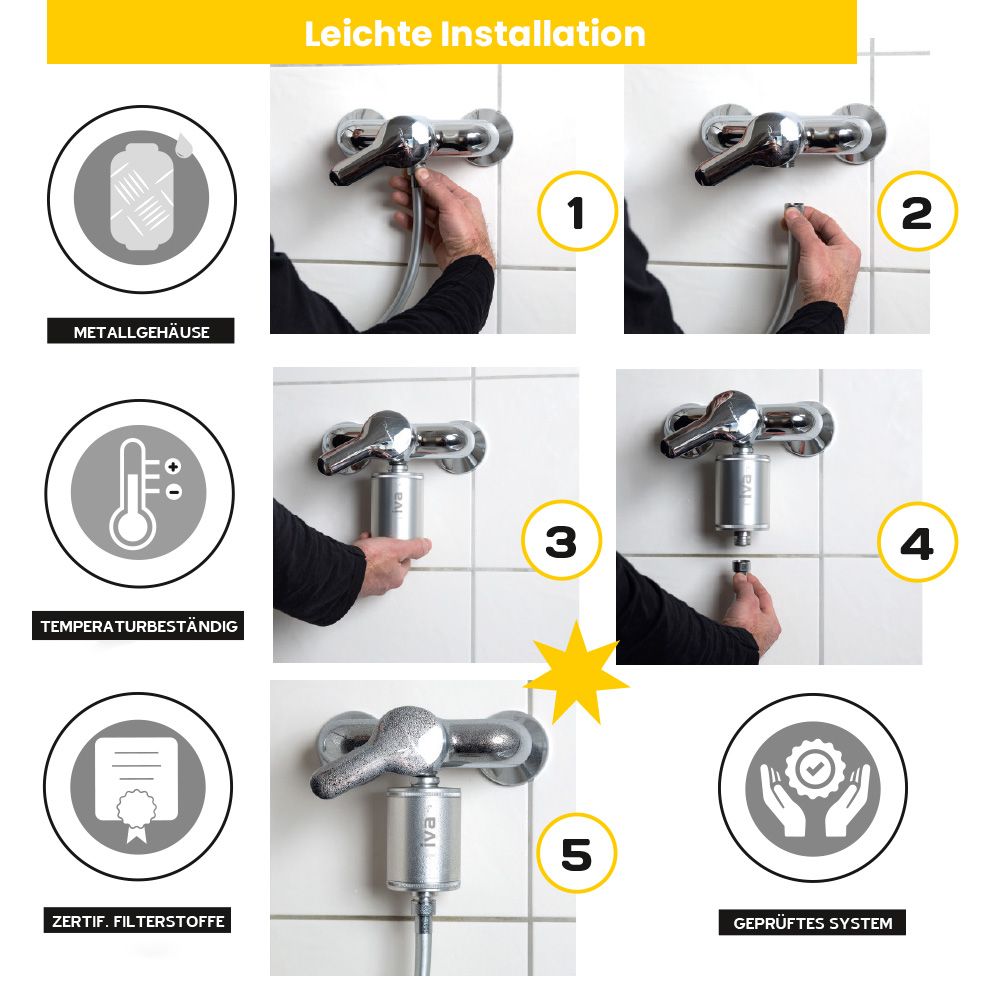 rivaALVA Skin & Hair EM Wasserfilter Duschfilter - Edelstahl