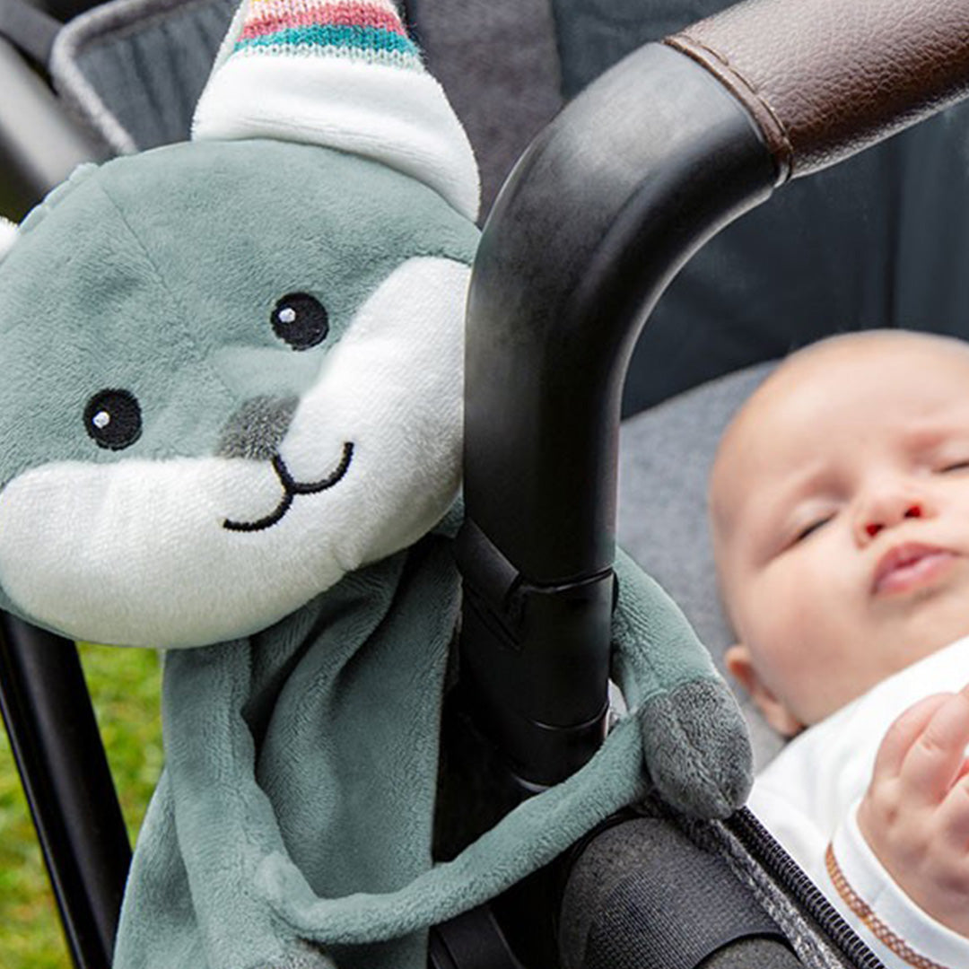 zazu knuffeldoekje met geluid vos felix - blauw