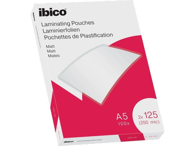 Ibico Laminierfolie Premium A5 125 µm, matt, 100 Stück Matte Premium Heisslaminierfolien, entspiegelt
