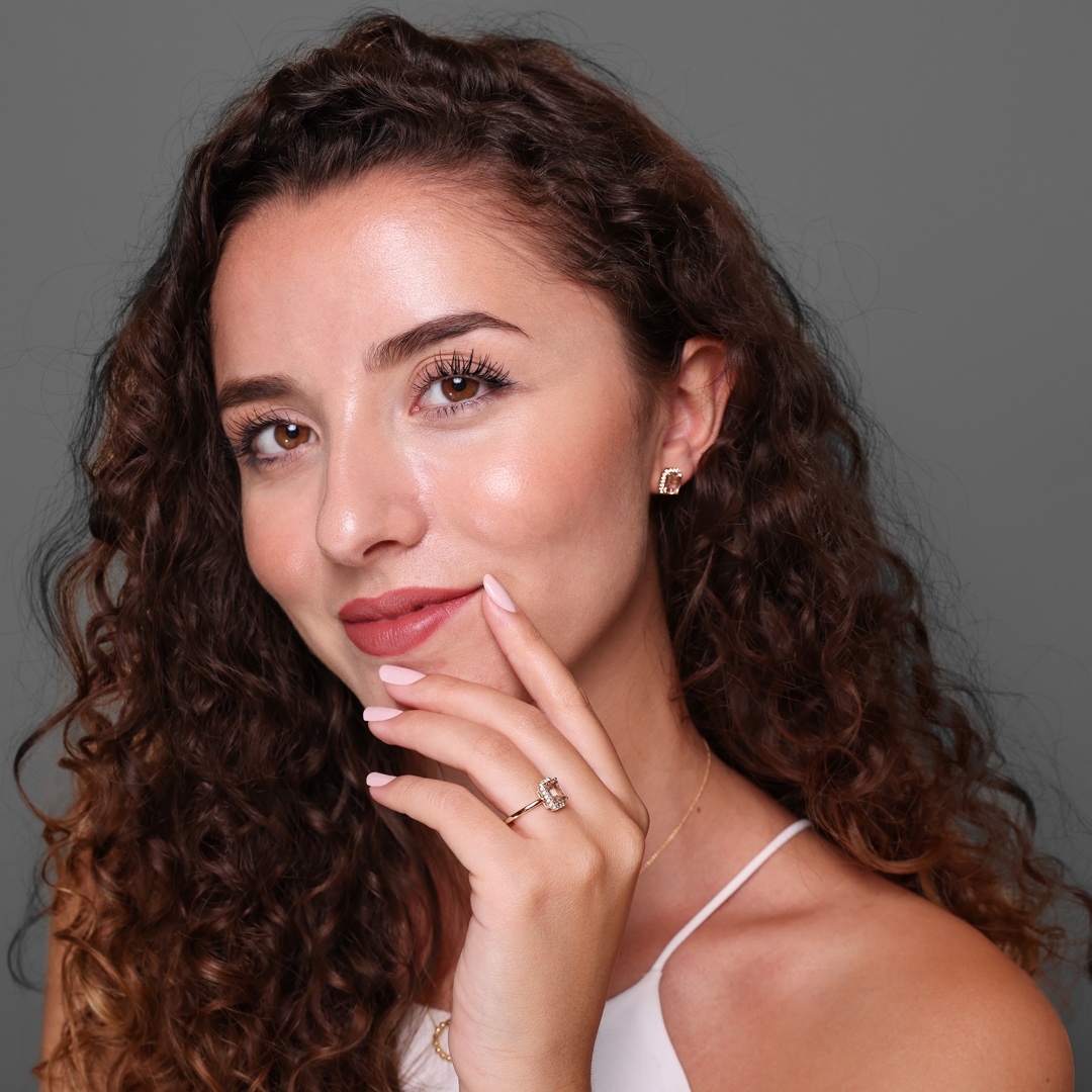 Cocktailring 750/18 K Roségold mit Morganit und Diamanten 0.12 ct H/si