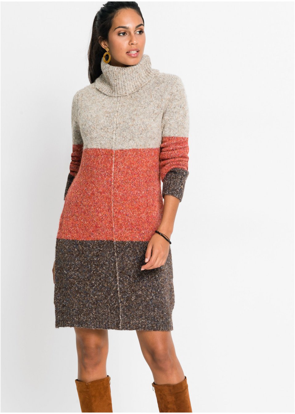Robe en maille à col roulé