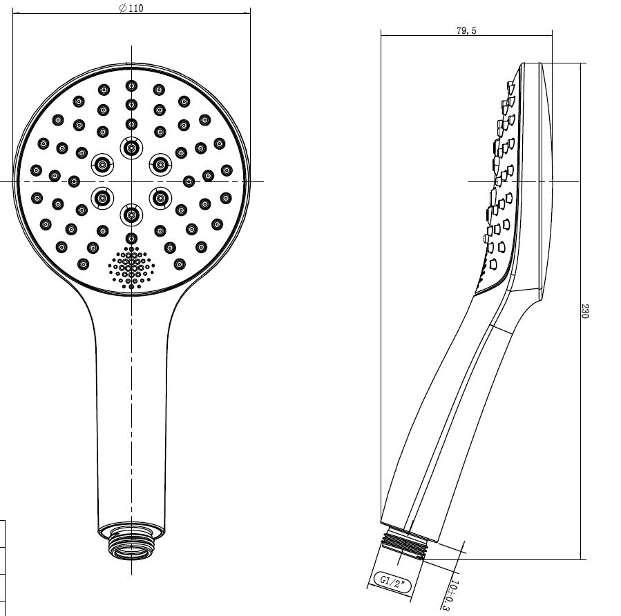 Mueller handdouche ABS 3-standen chroom
