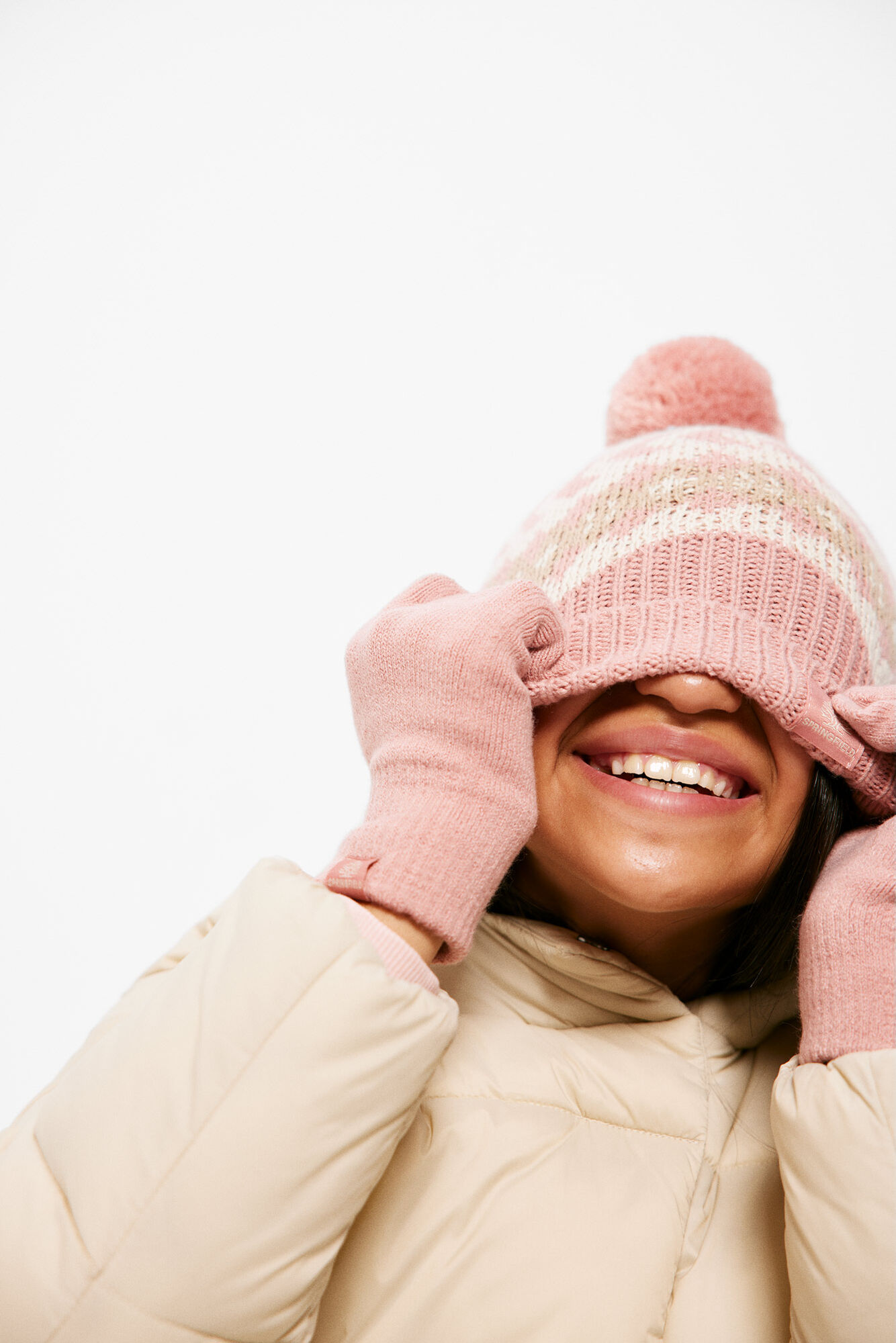 Gorro infantil de jacquard com pompom