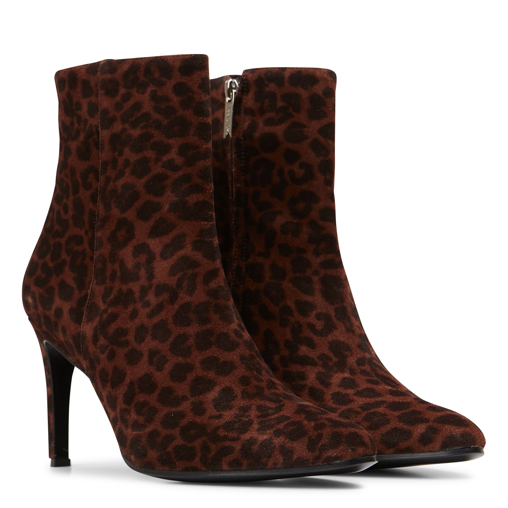 STELLA 85 - Bottines à talons en cuir velours | Marron