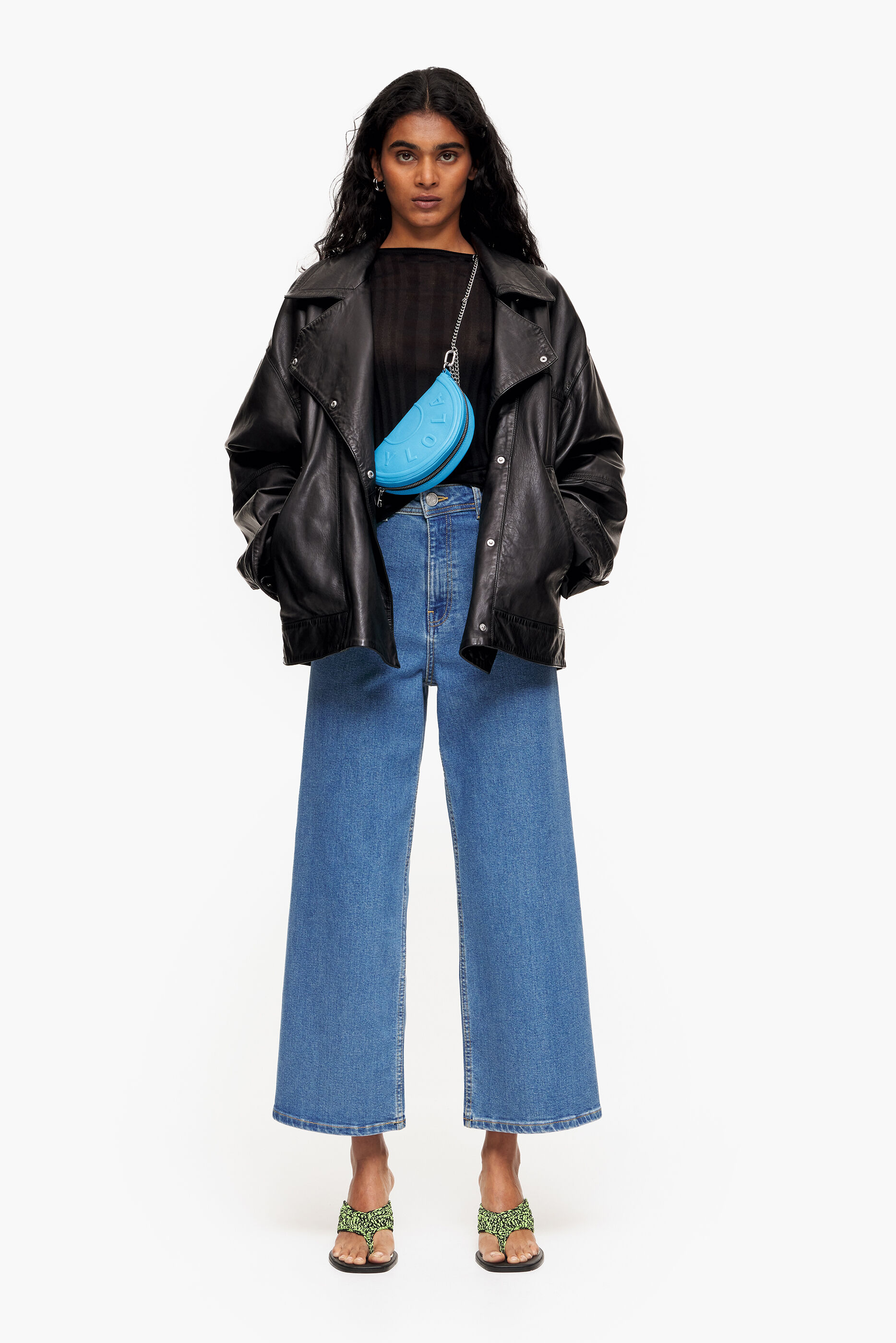 CULOTTE - Calça jeans azul de cintura alta