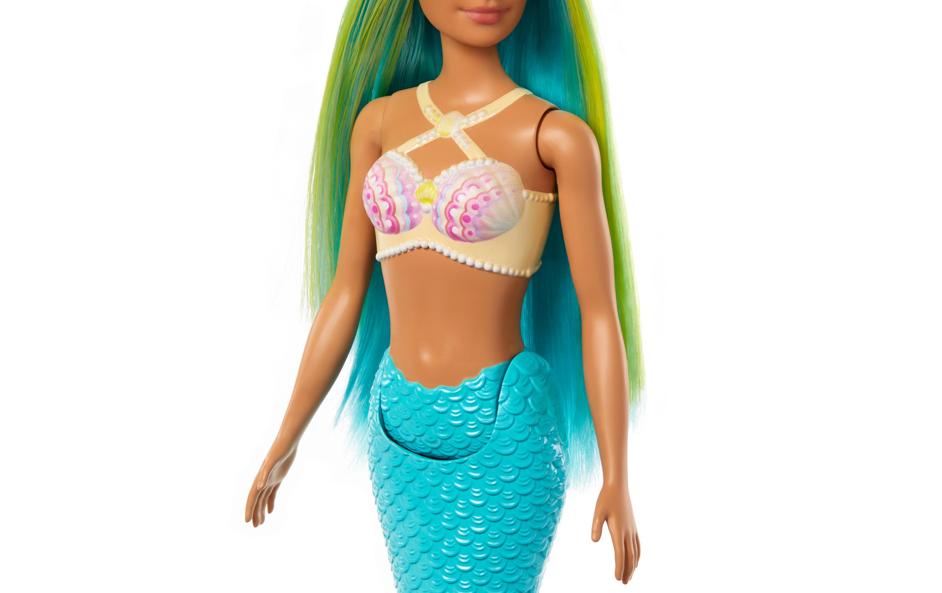 Puppe Barbie Meerjungfrau BlauMeerjungfrau-Puppe mit blauen und gelben Strähnchen