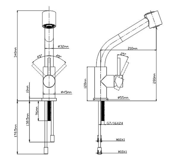 Sento Pulldown Double RVS Keukenkraan uittrekbaar SK124